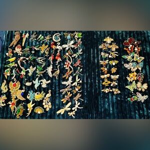 Lot of 90 Pieces Mixed Animal Insect Brooch Pins Bees Birds Dragonfly Mixed